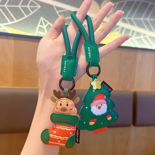 Llavero de Navidad - Papá Noel, Reno, Árbol de Navidad - Colgante de Cuero PU - Adorno para Bolso, Regalo de Navidad