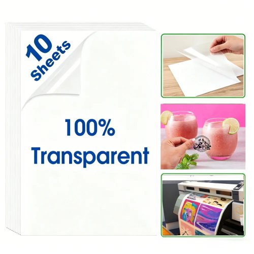 กระดาษสติกเกอร์ไวนิลใส A4 100% กระดาษฉลากกาวใสพิมพ์ได้สำหรับเครื่องพิมพ์อิงก์เจ็ต