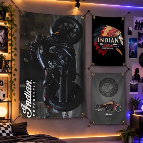 Bandiera personalizzata Indian Motorcycle Heritage – Decorazione da parete per interni/esterni, garage, bar, camera, dormitorio, campeggio, picnic