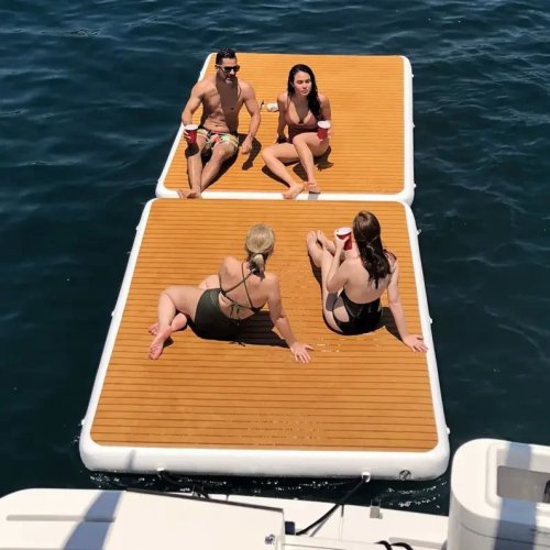 Doca flutuante de enchimento rápido com bomba de ar elétrica, plataforma portátil para desportos aquáticos para natação e manutenção de doca
