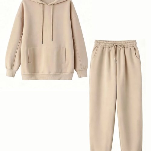 Damen Trainingsanzug mit Kapuzenpullover und Jogginghose – Freizeit Fleece 2-teiliges Set