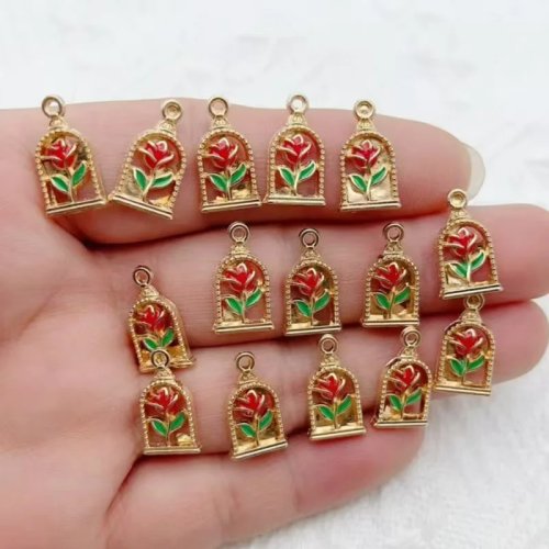 Set di gioielli in lega con goccia d'olio di rosa romantico San Valentino 20 pezzi - Orecchini, Bracciale, Ciondolo, Anello, Accessori per capelli, Accessori fai da te
