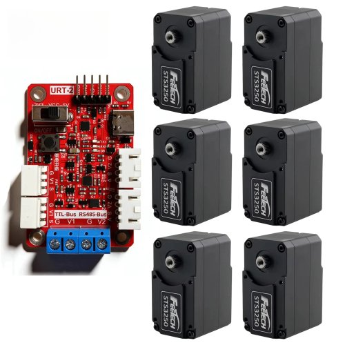 Servo Feetech STS3250 12 V 50 kg com encoder magnético, veio duplo, barramento série TTL, feedback 360°, suporte incluído, ST-3250-C001