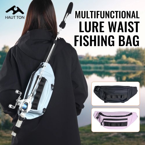Mala de pesca com suporte para cana – grande capacidade para carretos, iscos e anzóis, mochila de peito leve e portátil