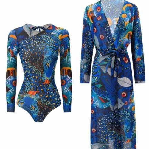 Damen Tankini Set Hohe Taille Langarm Badeanzug Bikini