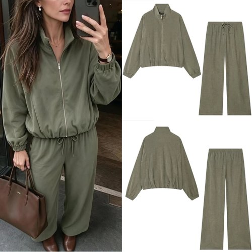 Set Jaket Bomber Wanita Slim Fit Guobioziy 2026 Casual Musim Semi-Gugur Gaya Jalanan