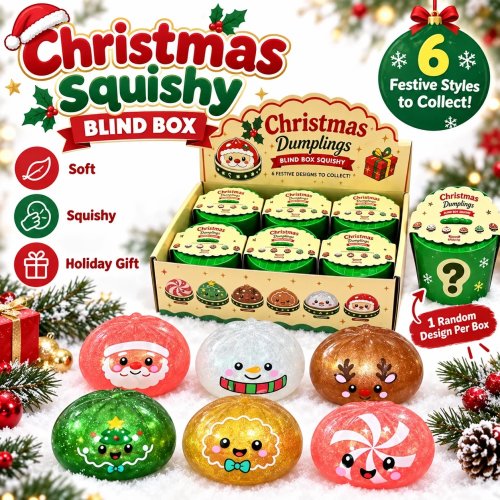 1-5個 クリスマス餃子スクイーズ ブラインドBOX TPR ゆっくり膨らむ 握るフィジェット 感覚刺激 ストレス解消 ホリデーサプライズギフトセット