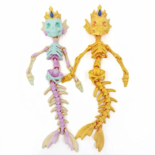 Figura de esqueleto de sirena impresa en 3D con articulaciones móviles – detalles finos y bordes suaves