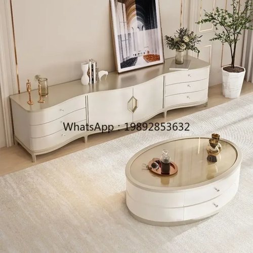 Mueble para TV combinado moderno con mesa de centro para sala pequeña, base alta para TV