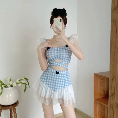 2026 Bộ Đồ Bơi Bikini Nữ Cạp Cao với Váy Che Kín Đáo – Họa Tiết Hoa, Giảm Mỡ Bụng, Dành Cho Spa & Suối Nước Nóng