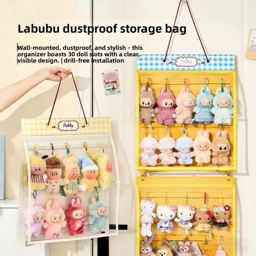 Plush Doll Storage Bag, Wall-Mounted Display Rack, Dustproof Hanging Organizer for Behind the Door