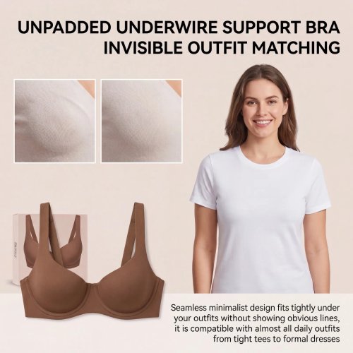 Sutiã com aros sem enchimento para mulher – Bralette de nylon macio e respirável com alças largas, sem almofadas, uso diário