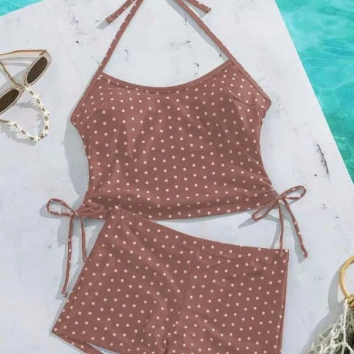 Conjunto tankini de mujer de cintura alta y manga larga, bañador de dos piezas para playa y verano