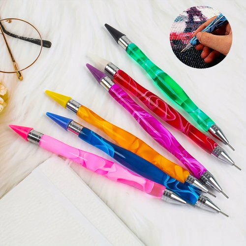 Pulpen Wax Dua Ujung untuk Diamond Painting, Gagang Gradasi, Ujung Wax untuk Rhinestone & Kristal