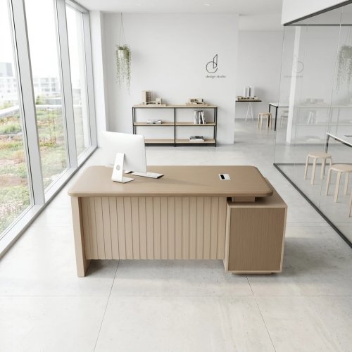 Modern Luxury Executive Office Desk with Storage Cabinet 1.4m Boss CEO Table