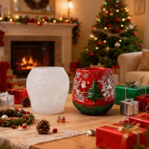 1 Pcs Cetakan Silikon Natal – Cetakan Kerajinan DIY Lembut Anti Lengket Serbaguna untuk Pot Bunga, Lilin & Kotak Penyimpanan, Dekorasi Pesta