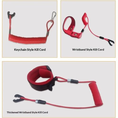 Cordón de interruptor de seguridad para moto de agua con cable espiral elástico y correa de muñeca ajustable para deportes acuáticos