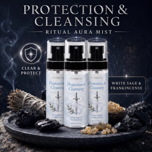 EVODUCK Protection & Cleansing Aura & Room Spray 3PCS Set, 3 x 80ml White Sage & Frankincense Fine Mist Home Fragrance for Bedroom, Office, Meditation, Ritual, Spiritual Gift