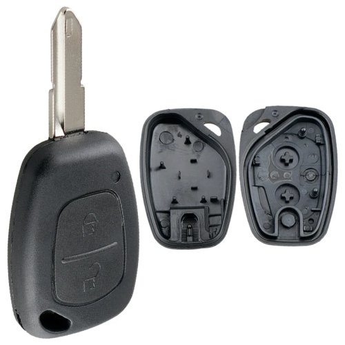 2버튼 자동차 리모컨 키 쉘 교체용 키 케이스, 미절단 206 키 블레이드 포함 Renault Kangoo Trafic Master Vivaro용