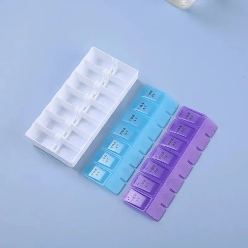 Hộp chia thuốc du lịch 7 ngày 14 ngăn, đựng viên uống, vitamin và dầu cá