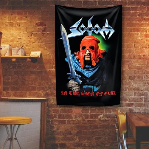 Thảm treo tường Sodom – Cờ ban nhạc thrash metal Đức, trang trí tường rock cho phòng ngủ, ký túc xá, phông nền concert, trang trí trong nhà/ngoài trời