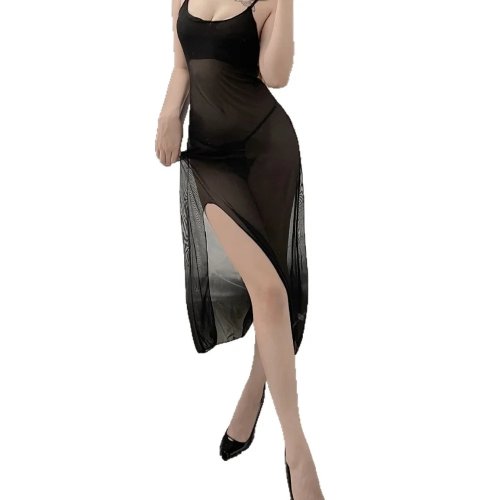 Vestido de satén sexy - Camisole Nightgown, espalda descubierta y abertura alta, ideal para juegos de rol en pareja, lencería de novia o noche de cita