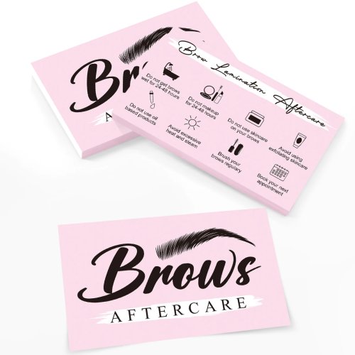 50 Carte Post-Trattamento per Sopracciglia – Carte Aftercare per Tintura Sopracciglia, Salone e Studio di Bellezza, Biglietti da Visita in Carta