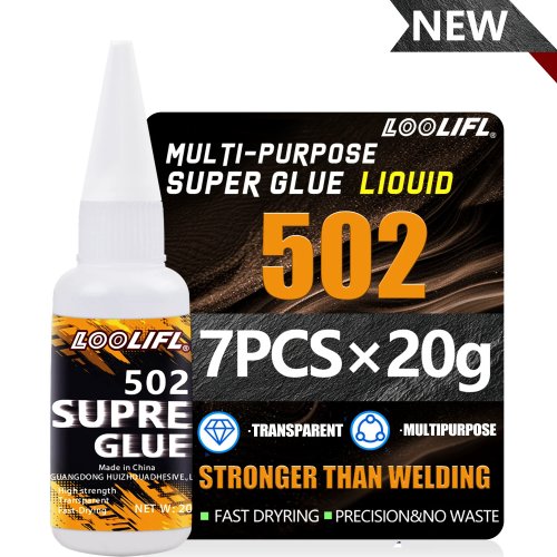 LOOLIFL 1-7 pièces Colle Super 502 à séchage rapide, cyanoacrylate instantané pour cuir, caoutchouc, bois, métal, collage fort, colle liquide