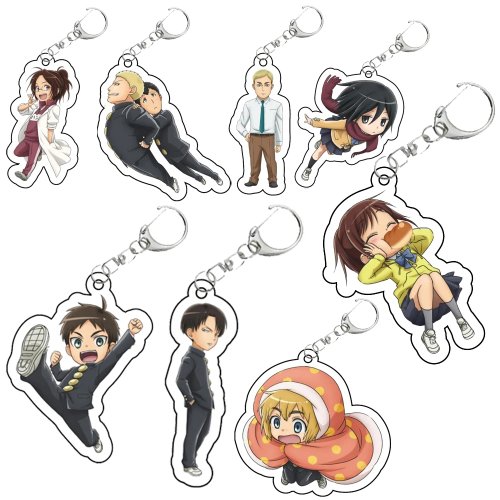 Portachiavi in Acrilico L'Attacco dei Giganti 55mm - Eren Jaeger, Mikasa Ackerman, Armin Arlert - Regalo di Natale Anime
