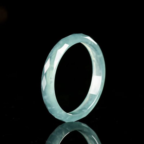 Anel de jadeíte da Birmânia azul, pedra natural esculpida, joia de luxo, presente para mulher e homem