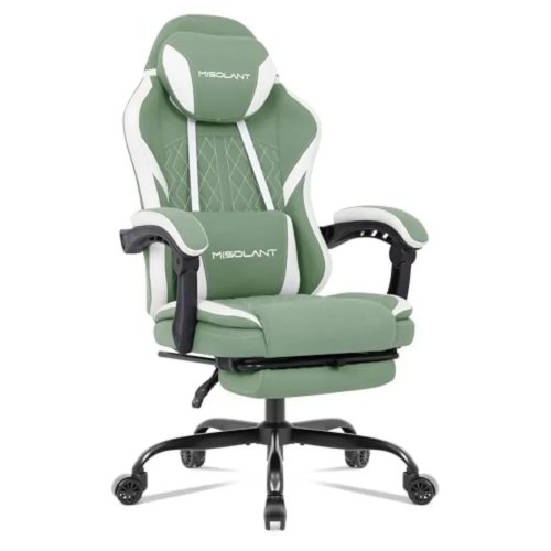 大人用ゲーミングチェア 布製ハイバック 人間工学デザイン パソコンゲームチェア フットレスト・高さ調節ヘッドレスト・マッサージ腰当て付き