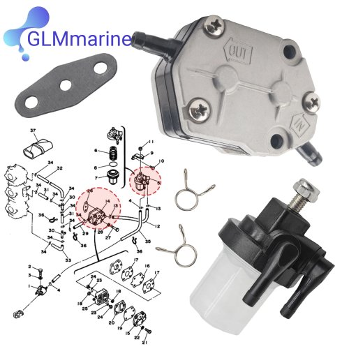 Bomba de combustible con filtro de combustible para motores fueraborda Yamaha 20-90 HP y Suzuki 8-65 HP 692-24410 61N-24560 6A0-24410 15100-94311