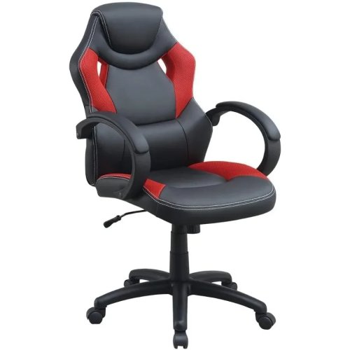 Gaming stoel in racingstijl met hoge rugleuning, ergonomische bureaustoel voor computer, verstelbare hoogte, rood-zwart met armleuningen