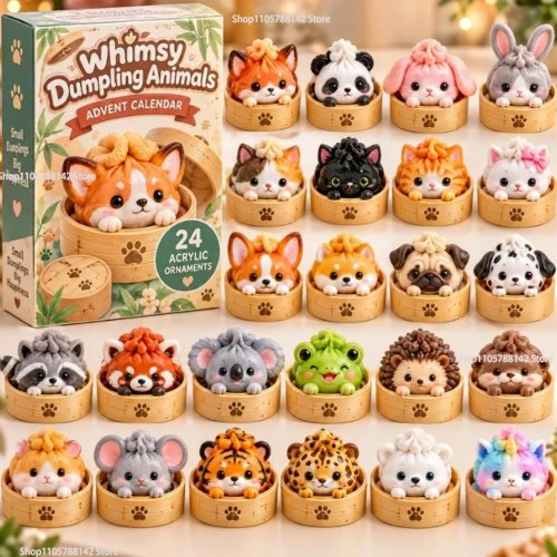 Adventskalender 2026 Kerstman met 24 Acryl Charms - Kerstmis Verzamelbare Ornamenten