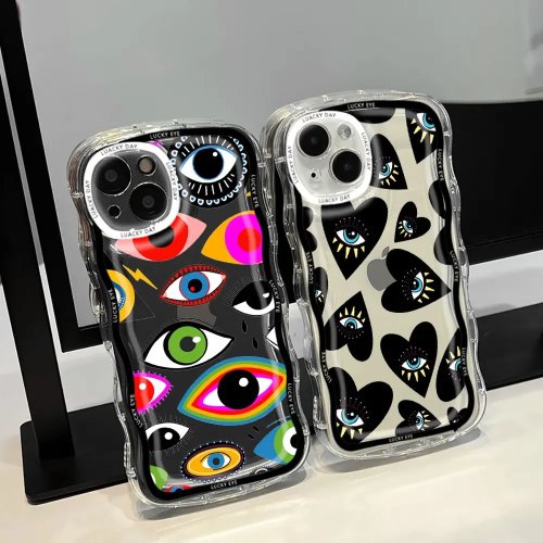Capa para iPhone com padrão divertido de olho azul da sorte (olho turco) para iPhone 15 13 12 14 11 Pro Max XR X XS MAX Mini 7 8 Plus SE à prova de choque
