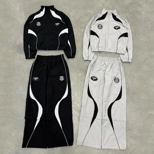 Setelan Olahraga Wanita 2 Piece Y2K Hip Hop - Jaket Windbreaker Blok Warna, Streetwear Vintage