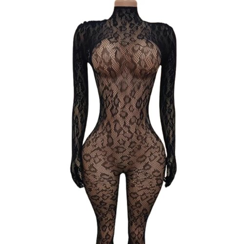 Body lingerie donna con stampa leopardo e schiena aperta per serata romantica