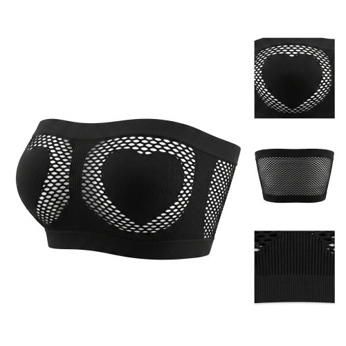 Bra Strapless Wanita Bandeau Seamless Motif Hati Tanpa Kawat Tanpa Busa Tube Top Lingerie