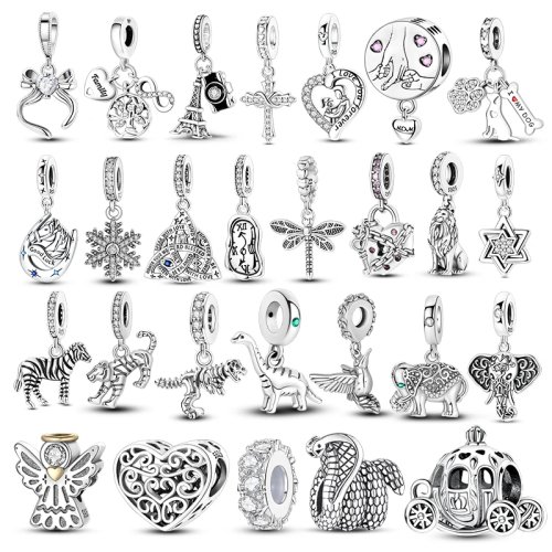 Perline Charm in Argento 925 - Zebra, Fiocco, Croce, Albero della Vita - Per Bracciali DIY