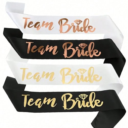 1 Pc Rose Gold Foil Letter Satin Sash – Wedding, Engagement & Bachelorette Party Decor, Bridesmaid Gift