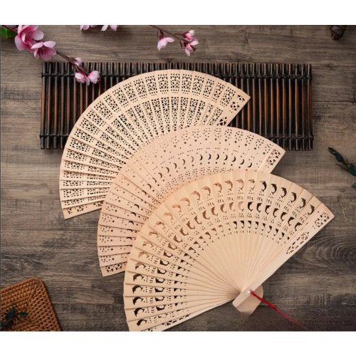 Kipas Tangan Pernikahan Kustom - Kipas Kayu Rustic Elegan yang Dipersonalisasi untuk Bridal Shower & Souvenir Pernikahan Musim Panas di Pantai