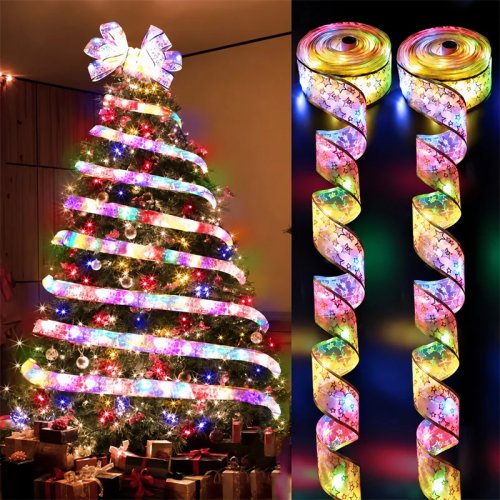 Shiny Wave LED Ribbon String Lights, AA Battery Powered, for Christmas Tree, New Year, Wedding Decoration