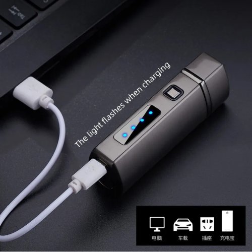 Briquet cigare métal USB triple chalumeau LED jet, coupe-vent, 3 buses turbo, accessoire fumeur pour homme