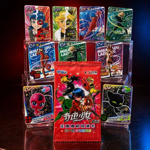بطاقات جمع رسمية Miraculous Ladybug Treasure Collection Wave 1 صندوق معزز TCG مارينيت كات نوير