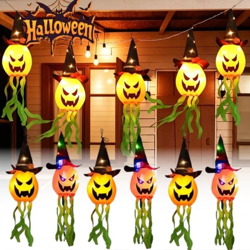1-5 PZ Lámpara de Sombrero de Fantasma Brillante de Halloween LED Calabaza Luz Intermitente Gypsophila Farol Colgante Decoración de Disfraz