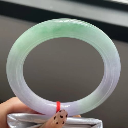 Old Mine Purple Glutinous Jade Bracelet, Round Spring-Colored Jade Bangle
