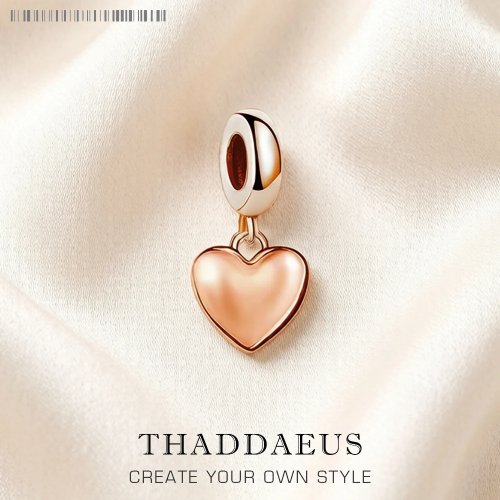 Mặt Dây Chuyền Trái Tim Vàng Hồng Charm Bạc 925 Trang Sức Nữ Quà Tặng Lãng Mạn Mùa Đông Mới