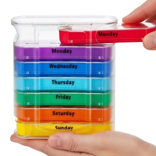 Wochen-Pillenbox 7 Tage Medikamenten-Organizer Tablettendose tragbar mit Geheimfächern