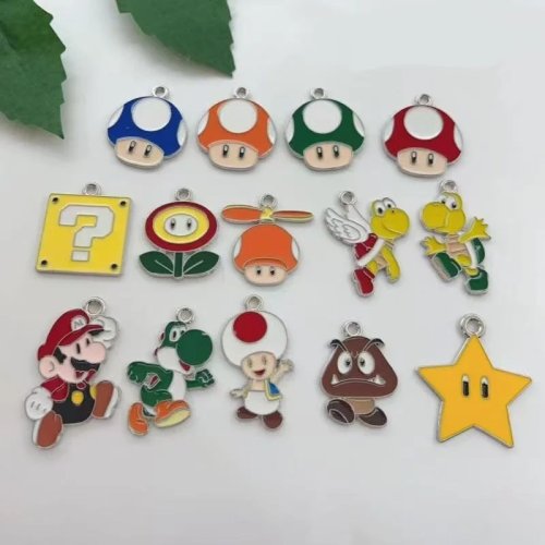 10 un. Pingente de liga metálica estilo desenho animado com esmalte, acessórios DIY para pulseira, colar, porta-chaves, bijuteria