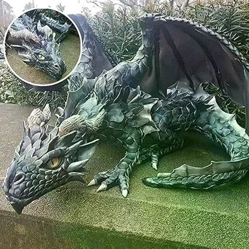 Велика скульптура дракона, що сидить, статуя-охоронець, садовий дракон, Хелловін, готичний декор для вулиці, сад